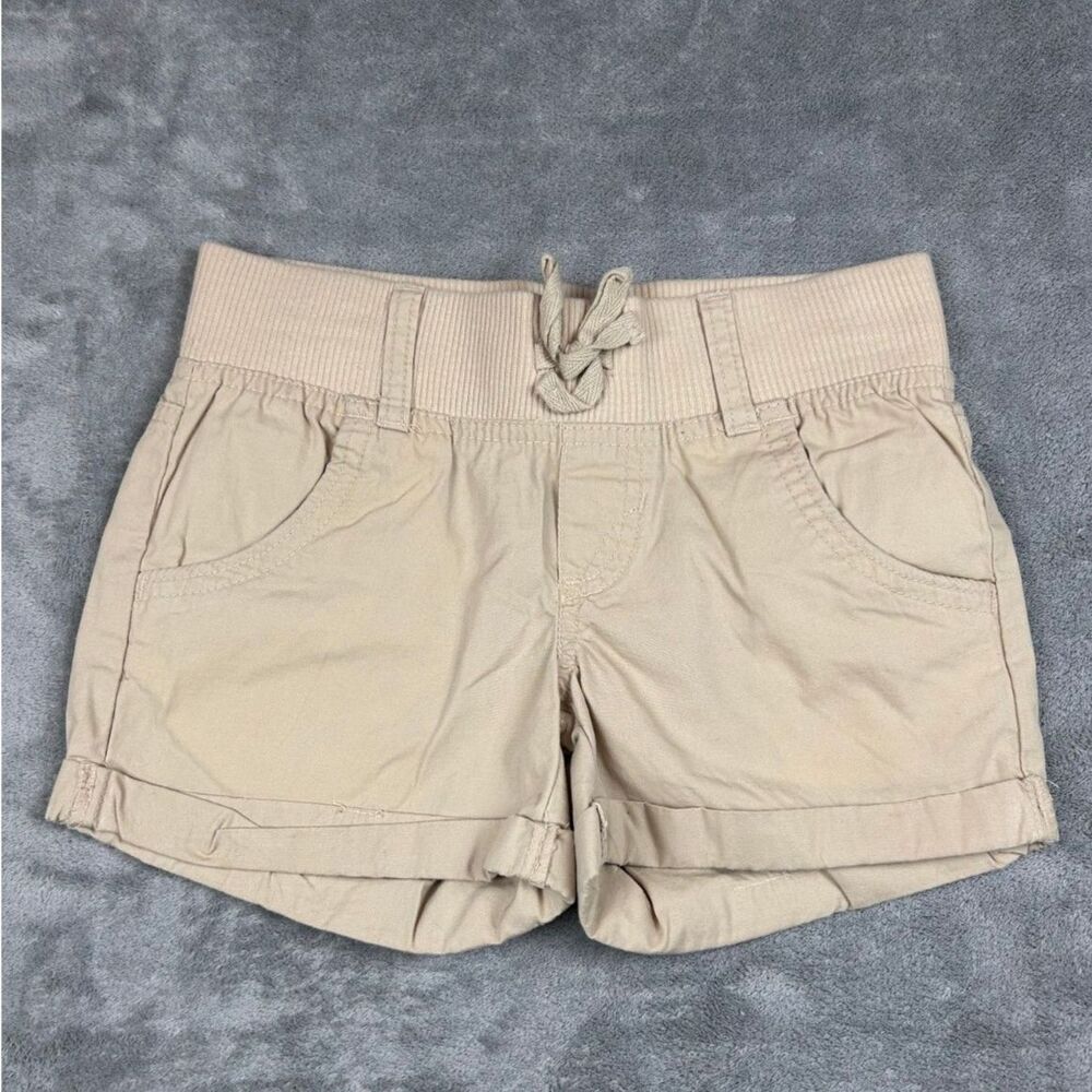 Canyon River Blues Girls Size 7 Khaki Pull On Shorts Drawstring Cuffed Cotton